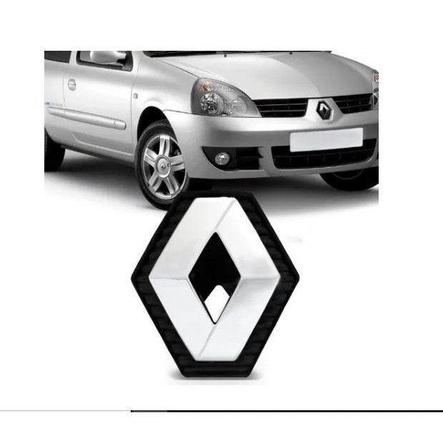 Emblema Clio 2003 2004 2005 06 2007 08 2009 2010 2011 2012 KANGOO 2009 A 2014 CROMADO COM BASE PRETA