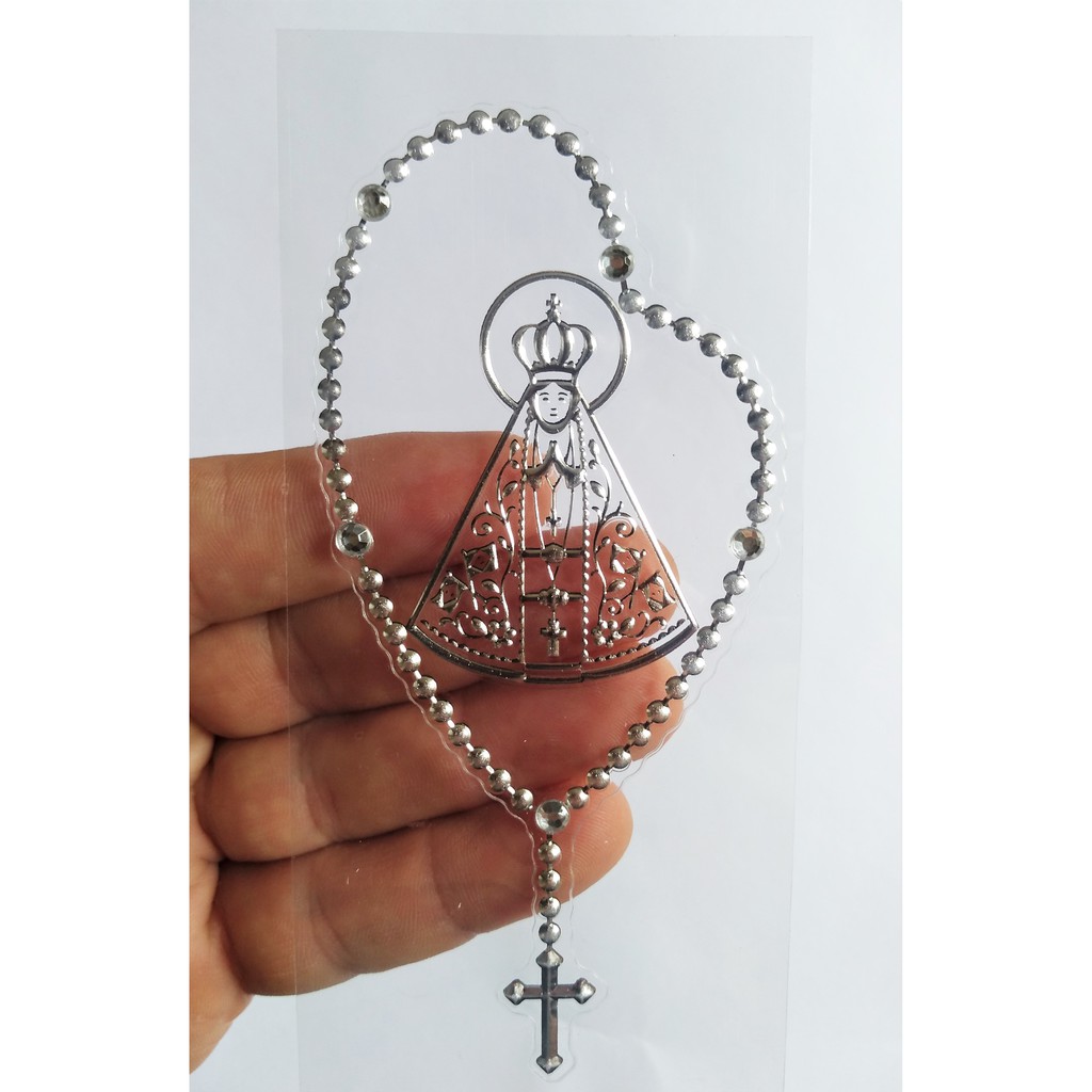 Adesivo Nossa Senhora Aparecida 6x13cm Alto-relevo Prata em Oferta na Shopee