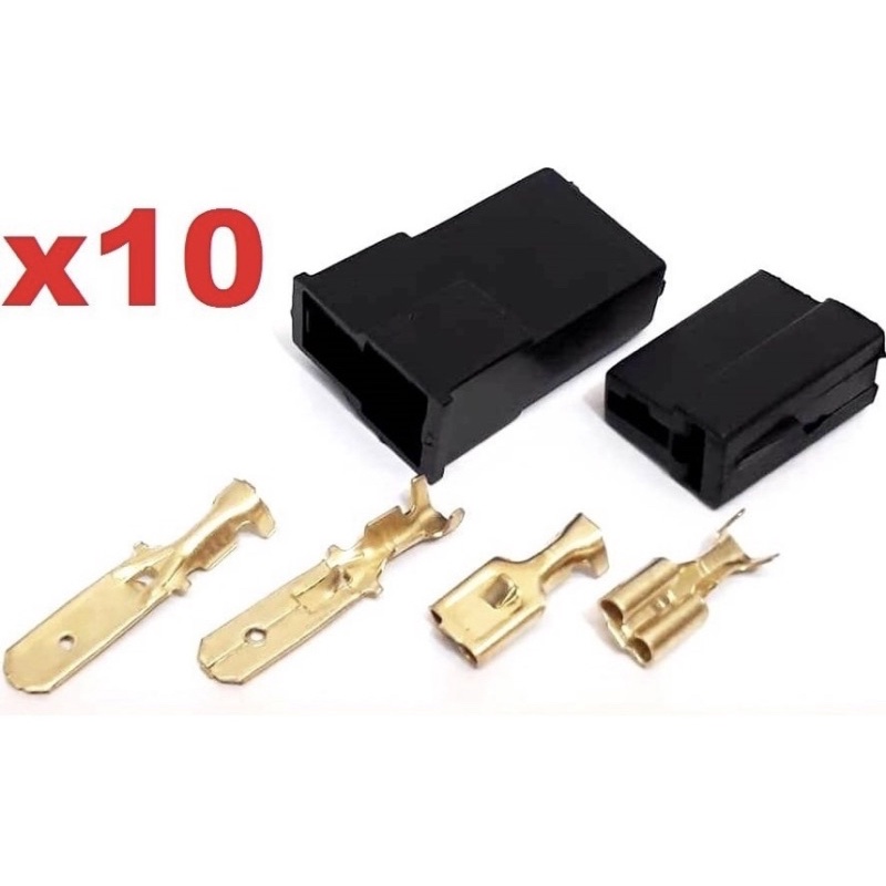 10 Conjunto Conector 2 Vias Com Terminais Macho E Fêmea