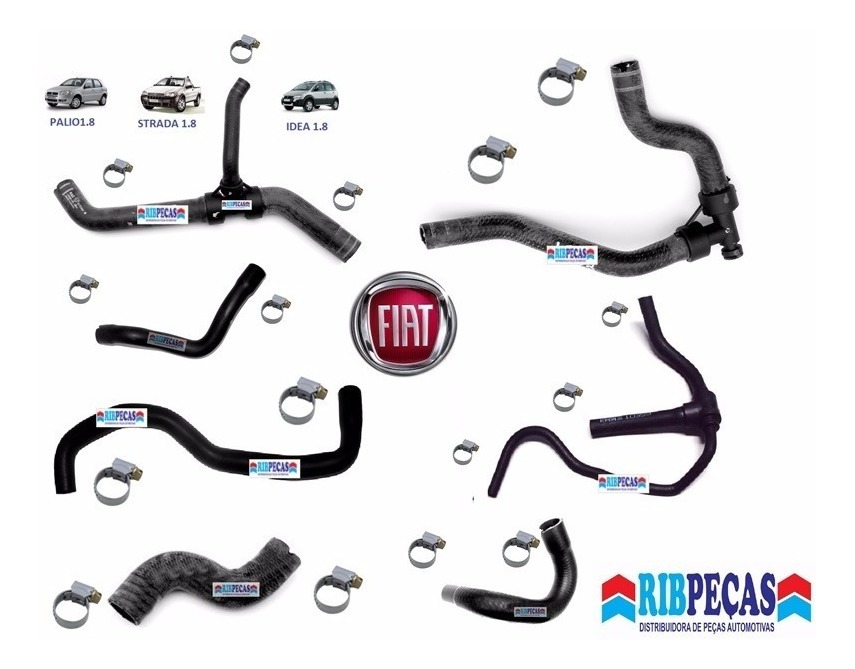 Kit Mangueiras Completo Palio Strada Doblo 1.8 C/ Presilhas  51769990 51748602 93381887 93302974 51713166 46840426 51748603 51751049 51713170 51758511 55201584