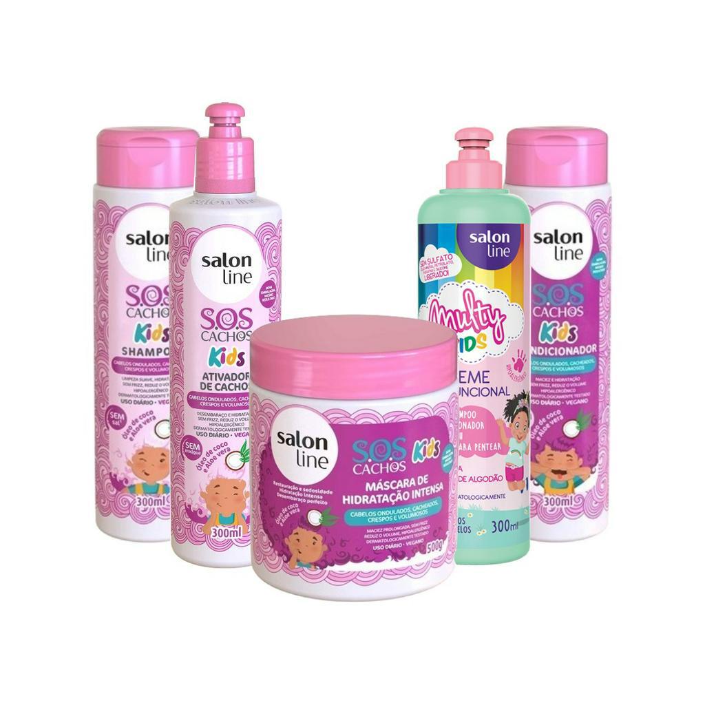 Kit Salon Line Sos Cachos Kids Linha Infantil Multy Kids 05 Itens Shopee Brasil