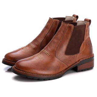 Bota Botina de Elástico Cano Curto Country Couro Legítimo