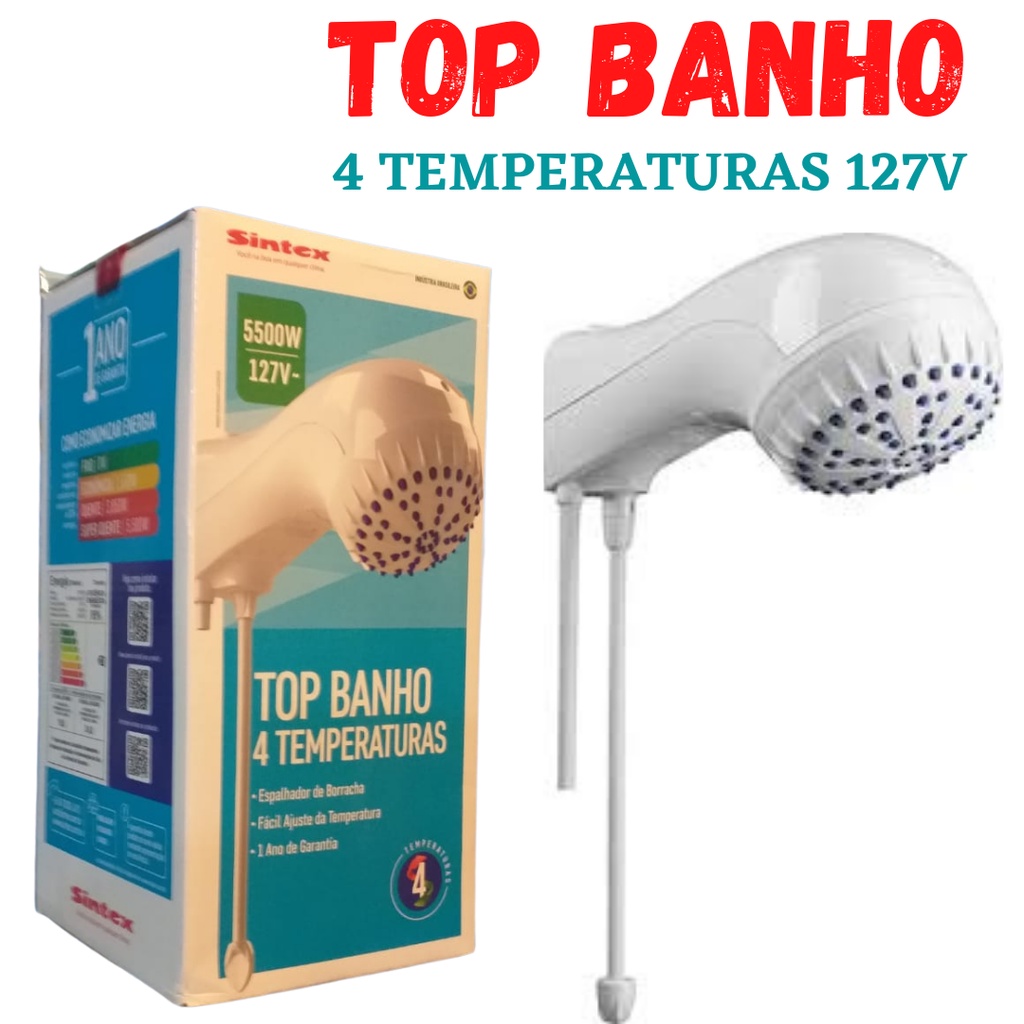 Chuveiro Ducha Top Banho 4 Temperaturas Sintex 127V 5.500W