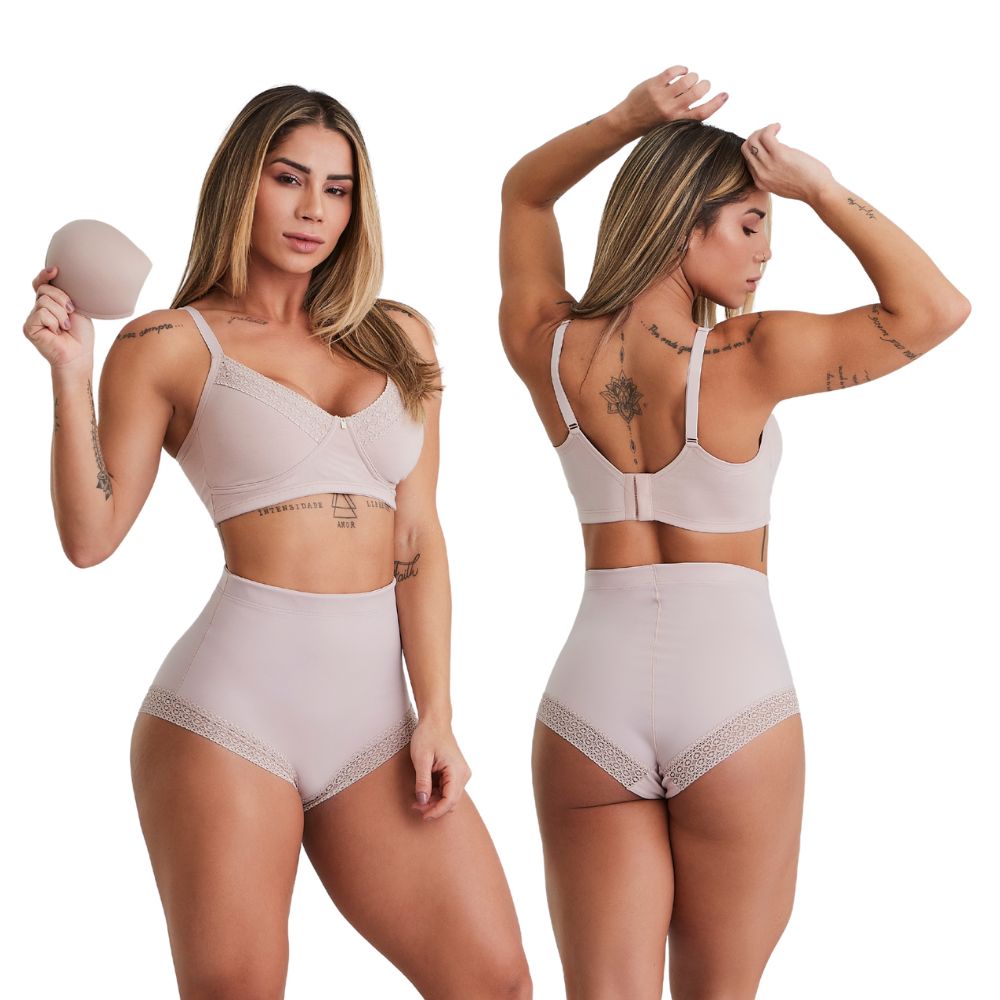 Calcinha Feminina Efeito Redulip Tanga Detalhe em Renda Nayane Rodrigues Modeladora Cintura Alta - Women Clothes