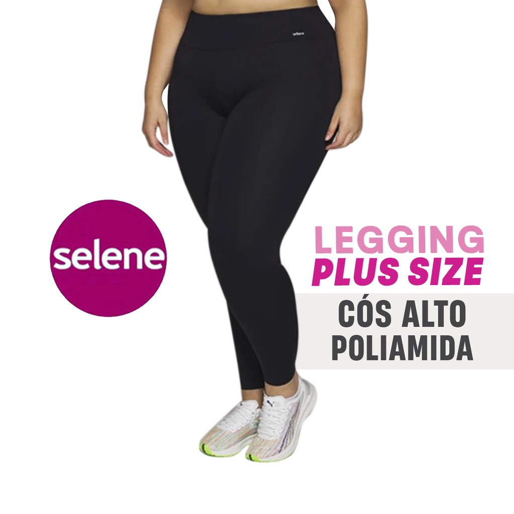 Legging Reforçada Plus Size Alta Sustentação Poliamida Cós Alto Resistente Sem Transparência Preta Marinho G1 G2 G3
