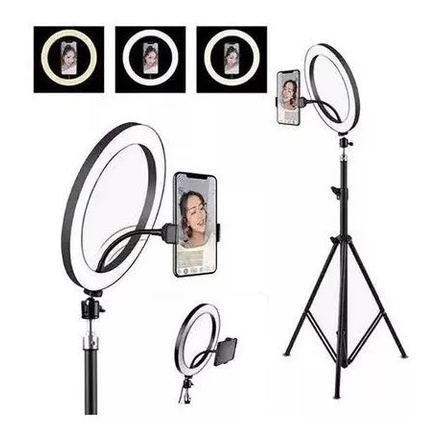 Ring Light 10 Pol Led 3500/5500k + Tripe 1.60m Suporte Celular