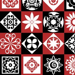 Adesivo Azulejo Grego Vermelho Mandala para Cozinha