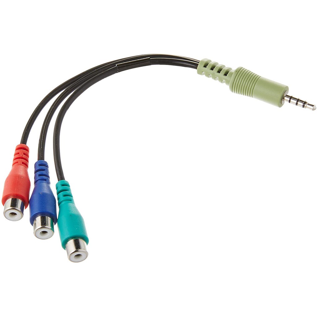 Cabo Adaptador de Vídeo P2 4C (3.5MM) Estéreo x 3 Plug RCA Fêmea Vídeo Componente ( Vermelho + Azul + Verde)