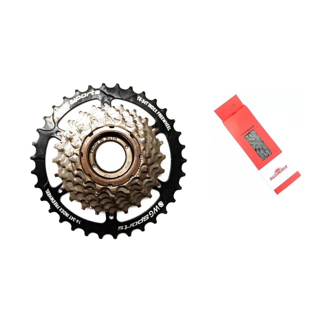 Roda Livre Wg 7v Index Mega Range 14- 34d + Corrente SunRace 7v