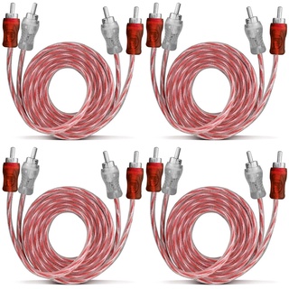 Kit 4 Cabos Rca 1 Metro Cobre 1m Automotivo Tech One Listras