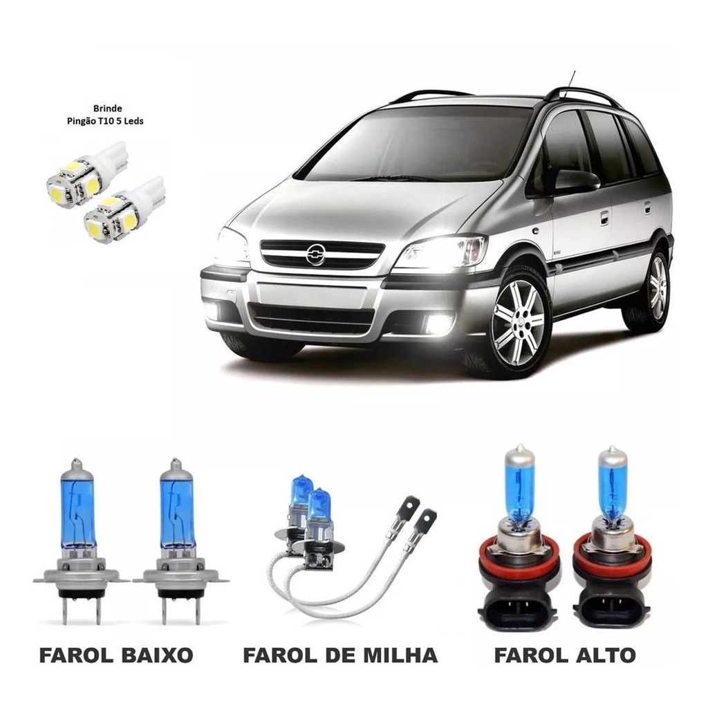 Kit Lampada Super Branca Gm Zafira Farol Alto Baixo E Milha