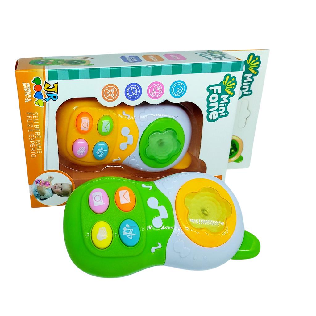 Mini Fone Telefone Infantil Para Bebê  A Pilha Musical Som e Luzes