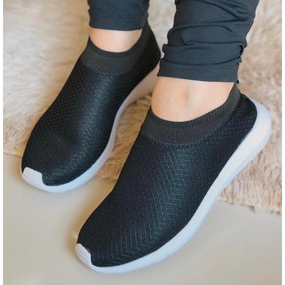 Tênis Meia  Casual Preto Feminino Super Leve Academia Oferta