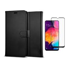 Kit 2X1 Samsung Galaxy A10 - Capa Carteira em Couro + Película Frontal em Ceramica 3D Protetora