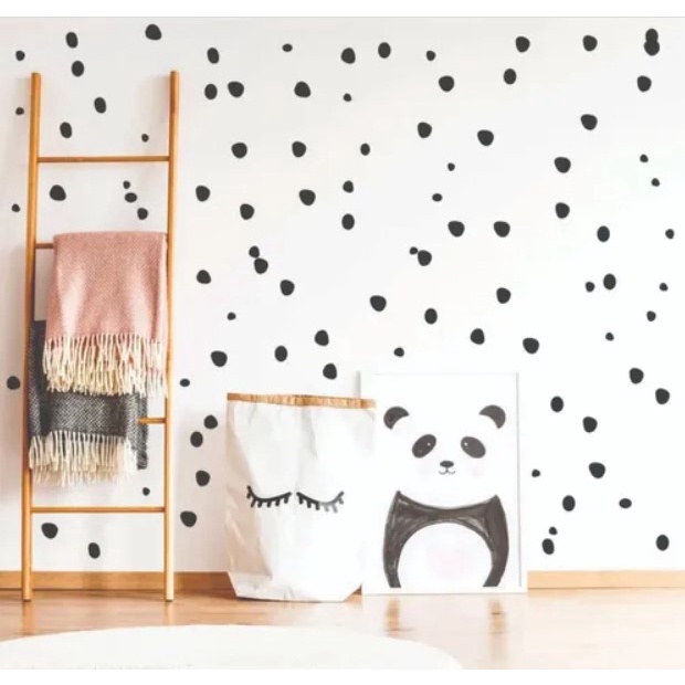 ADESIVO DECORATIVO DE PAREDE BOLINHAS IRREGULARES 120un COR PRETO