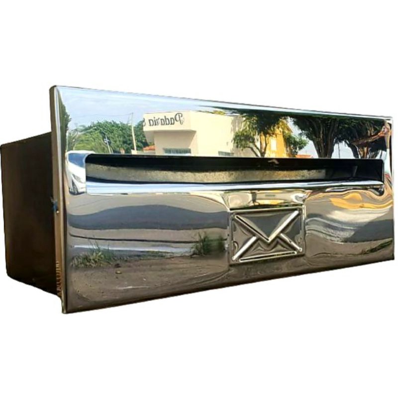 Caixa De Inox Para Jornal e revistas, COM PELÍCULA DE PROTEÇÃO ANTI RISCO, EMBUTIR, Muro, Portão, Grade.
