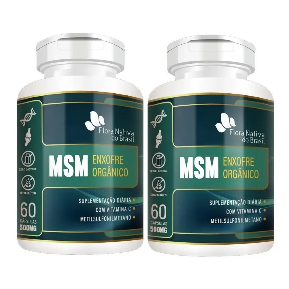 Msm Enxofre Orgânico Cápsulas 60 X 2 600mg Mineral Da Beleza