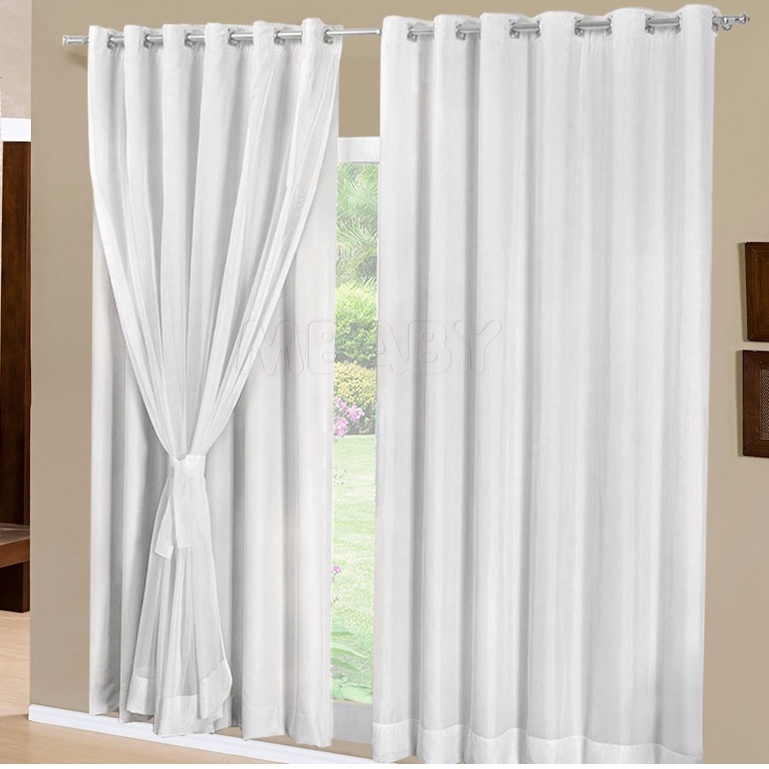 Cortina Blackout Com Voil 2,80m X 2,30m – Cortina Branca Para janela de Sala ou Quarto Branco