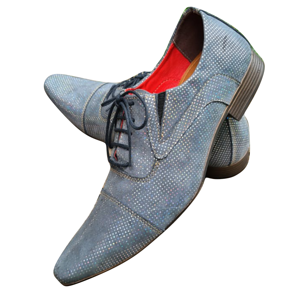 Sapato Masculino Italiano em Couro Social Executivo - Azul - Blue Golden Star Ref: 1029