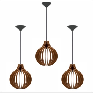 Kit 3 Pendente Lustre Luminaria Cosinha Sala Arandela Mdf Cru. em Oferta na Shopee