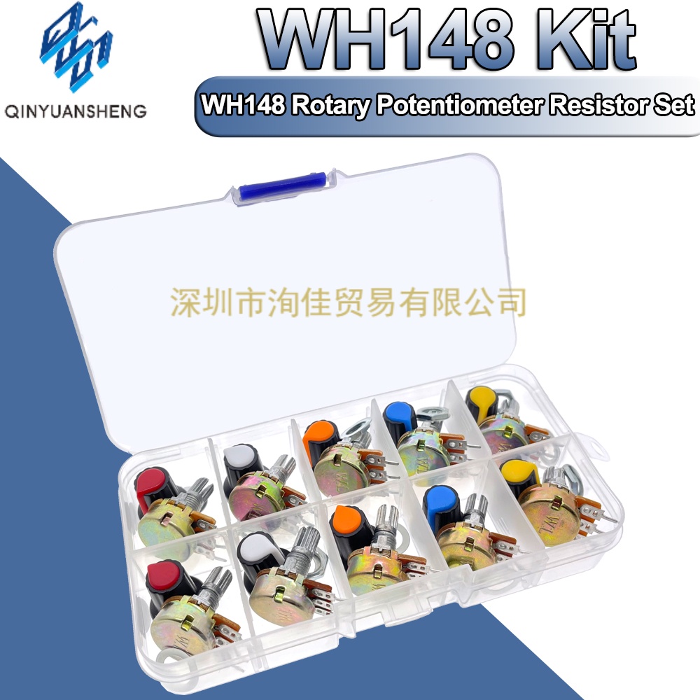 WH148 Kit Potenciômetro B1K 2K 5K 10K 20K 50K 100K 250K 500K 1M 15mm ...