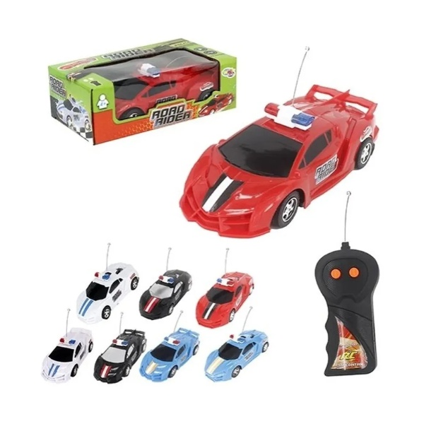 Carrinho De Controle Remoto Polícia Com Luzes Barato Menino Viatura Pequeno Azul Branco Vermelho Preto