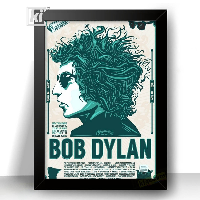 Quadro do Bob Dylan Rock Quadro com moldura 44x32cm