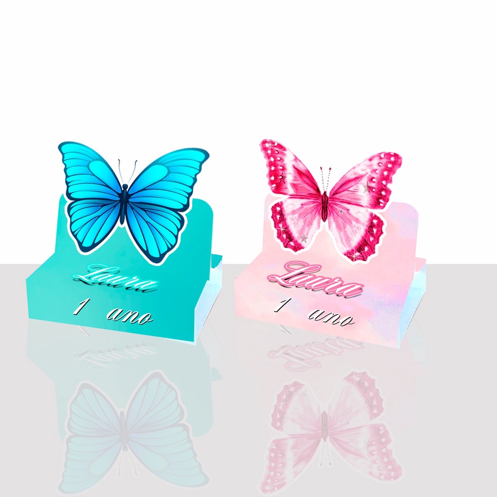 20 Caixinhas Porta Chocolate Duplo Borboletas Rosa E Azul Tiffany Lembrancinhas Personalizadas