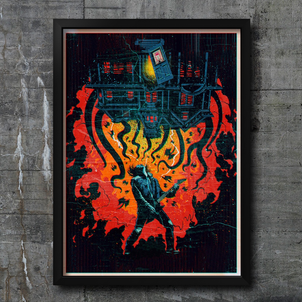Tapisserie Murale Eddie Munson Avec Guitare – Thème Stranger Things, Neuf, Marque Lonestarrach