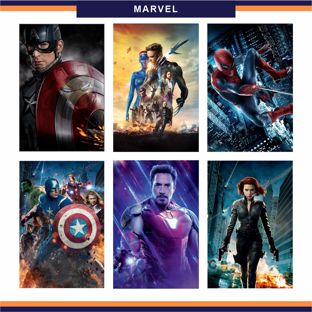 Placa Decorativa da Marvel - Super Herói - Filme - Homem Aranha Homem de Ferro Hulk - Decoração de Festa - Mini Quadrinho