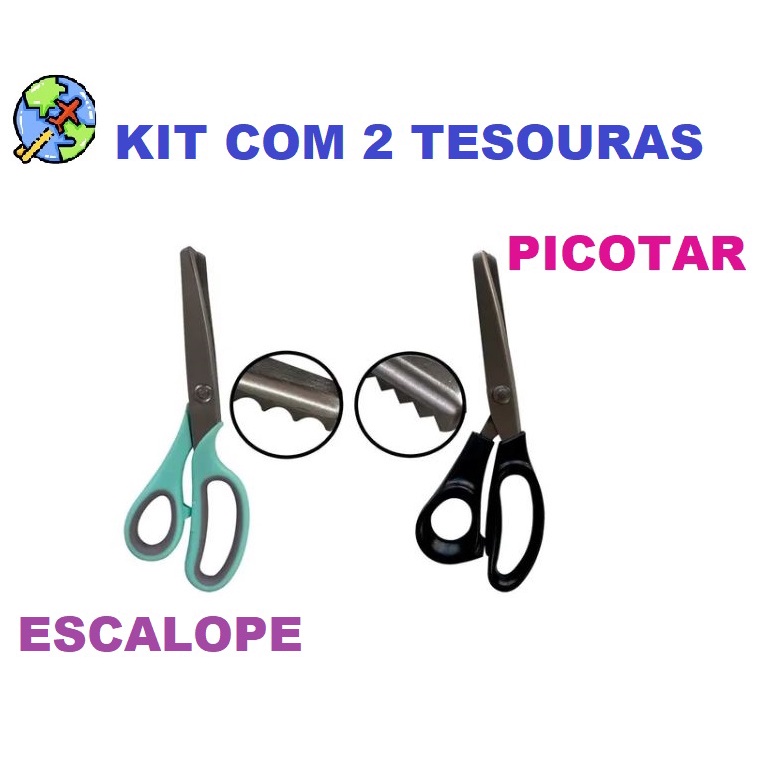 Kit Tesoura De Escalope + Tesoura De Picotar Lanmax Zig Zag
