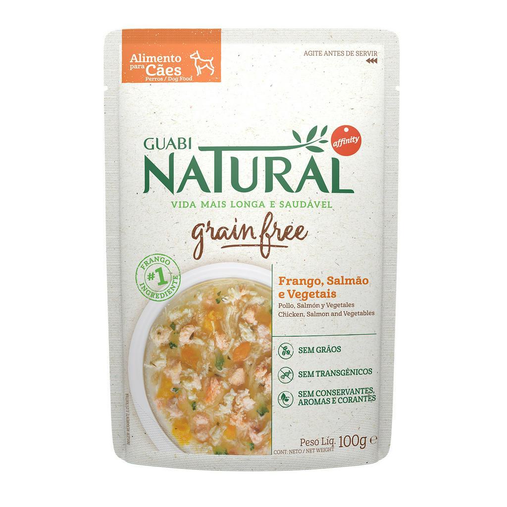 Ração Úmida Guabi Natural Grain Free Frango, Salmão e Vegetais para Cães Adultos 100 G