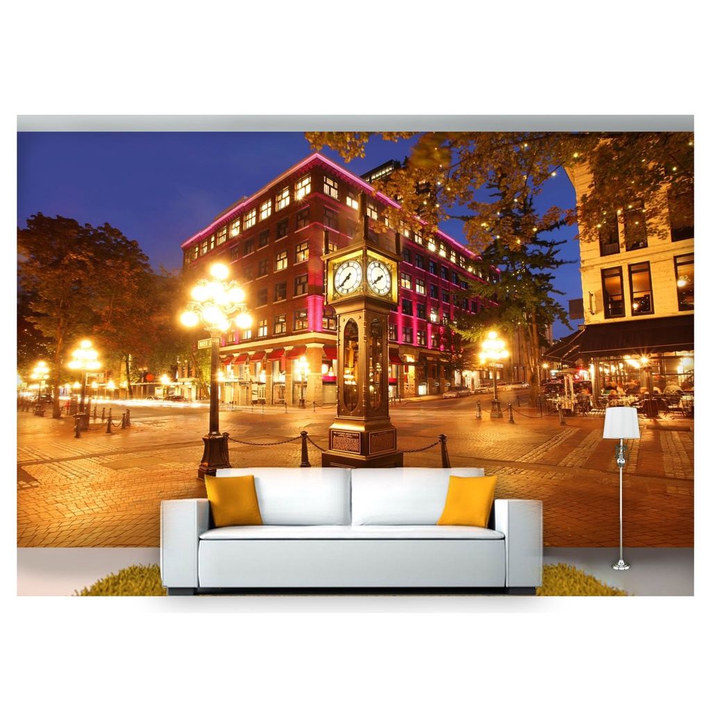 papel de parede Cidade Relógio vapor praça 3D 6m² NCD163