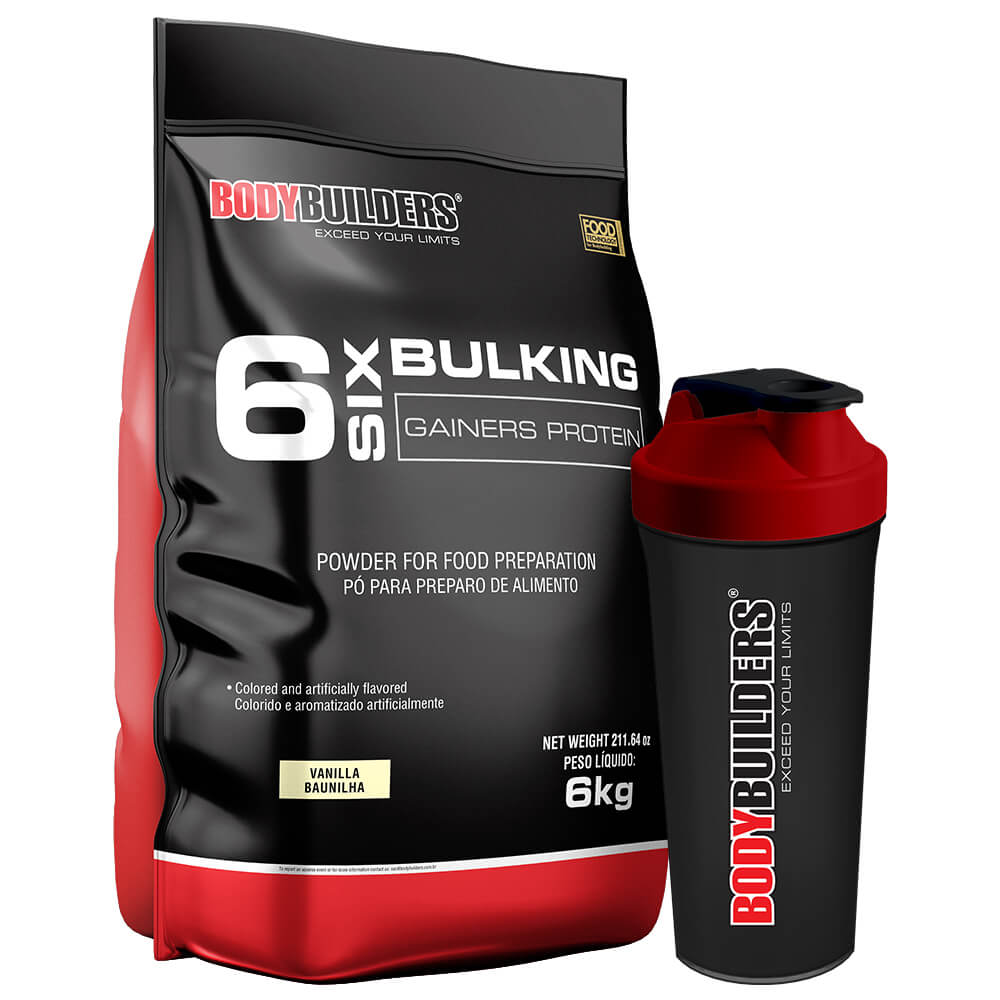 Kit 6 Six Bulking 6kg + Coqueteleira – Bodybuilders - Massa Hipercalórica