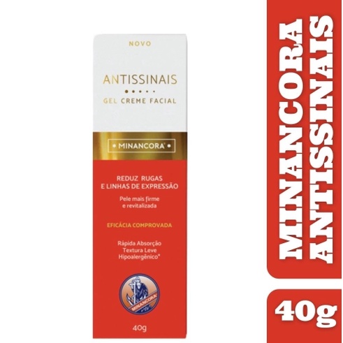 Minancora Antissinais Gel Creme Facial 40g.--MINANCORA GEL ANTISSINAIS . em Oferta na Shopee