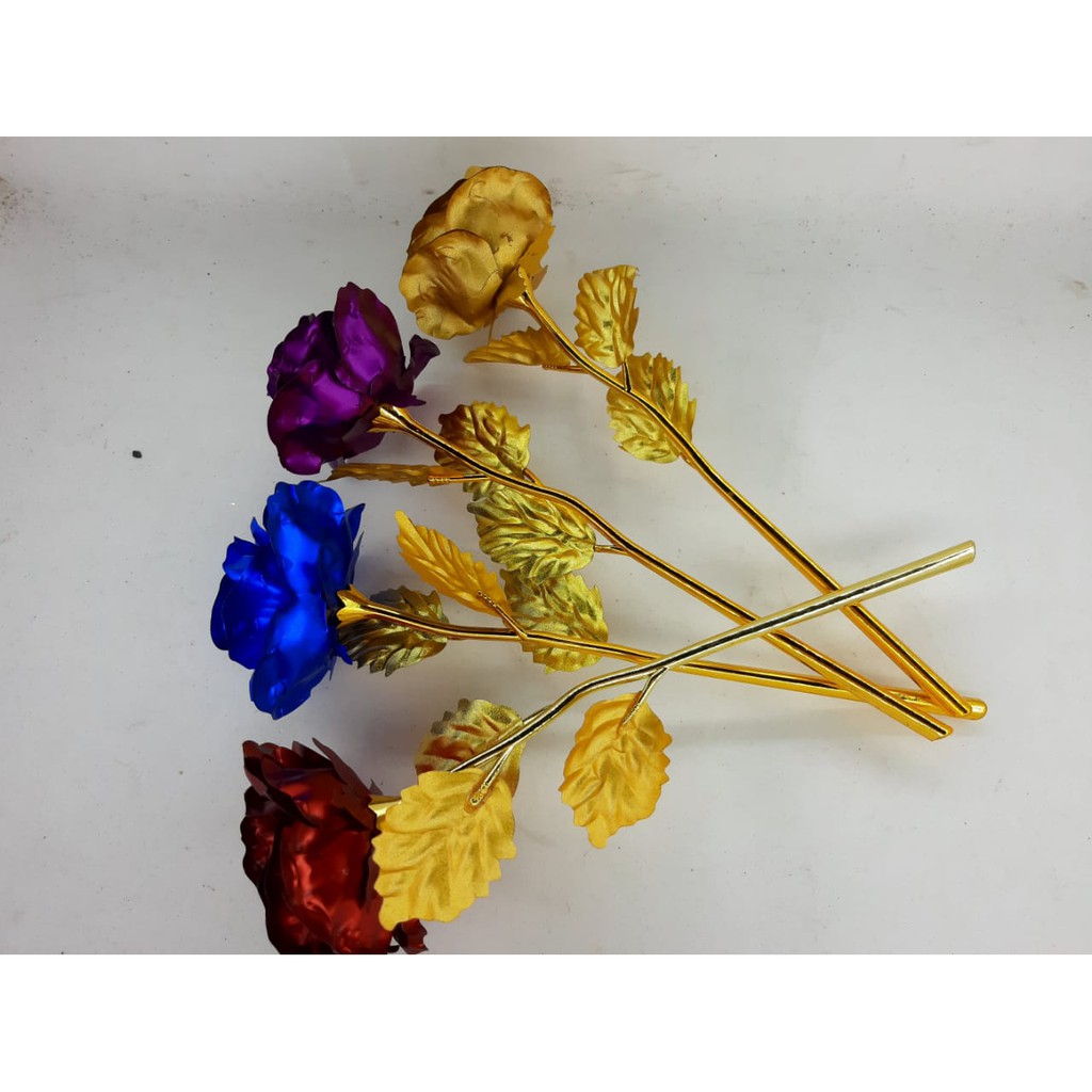 1un Flor Rosa artificial chapeada metálica dourada (folheada ouro) | Shopee  Brasil