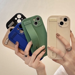 Capa Flexível De Silicone Ultra Slim Com Pulseira E Cor Lisa Para IPhone 12/13 Pro Max/11
