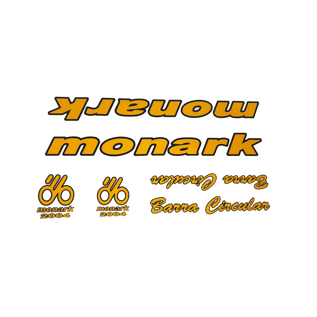 Adesivo Quadro Bicicleta Monark Barra Circular Amarelo Cartela Completa