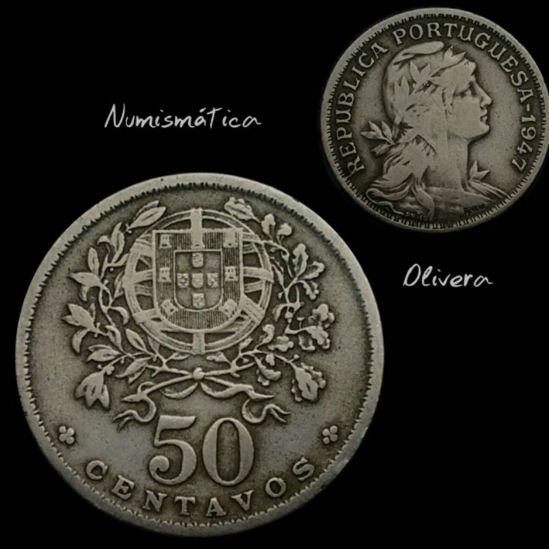 L.: 0116 - Moeda antiga 50 centavos  - Portugal.