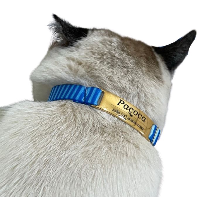 Coleira Para Gato de Identificação Sem Barulho plaquinha Personalizado em Oferta na Shopee