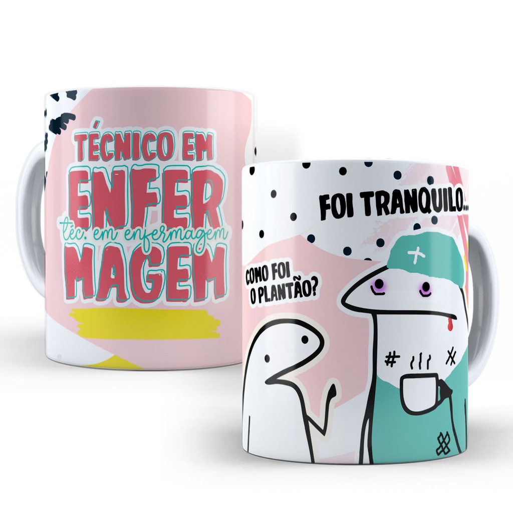 Caneca Técnico em Enfermagem - Enfermeira Flork Personalizada Engraçada Divertida Profissão Enfermeiro Porcelana 746