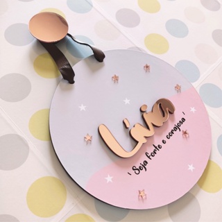 Placa Porta Maternidade Estrelinhas Nome 3d Acrílico Rose em Oferta na Shopee