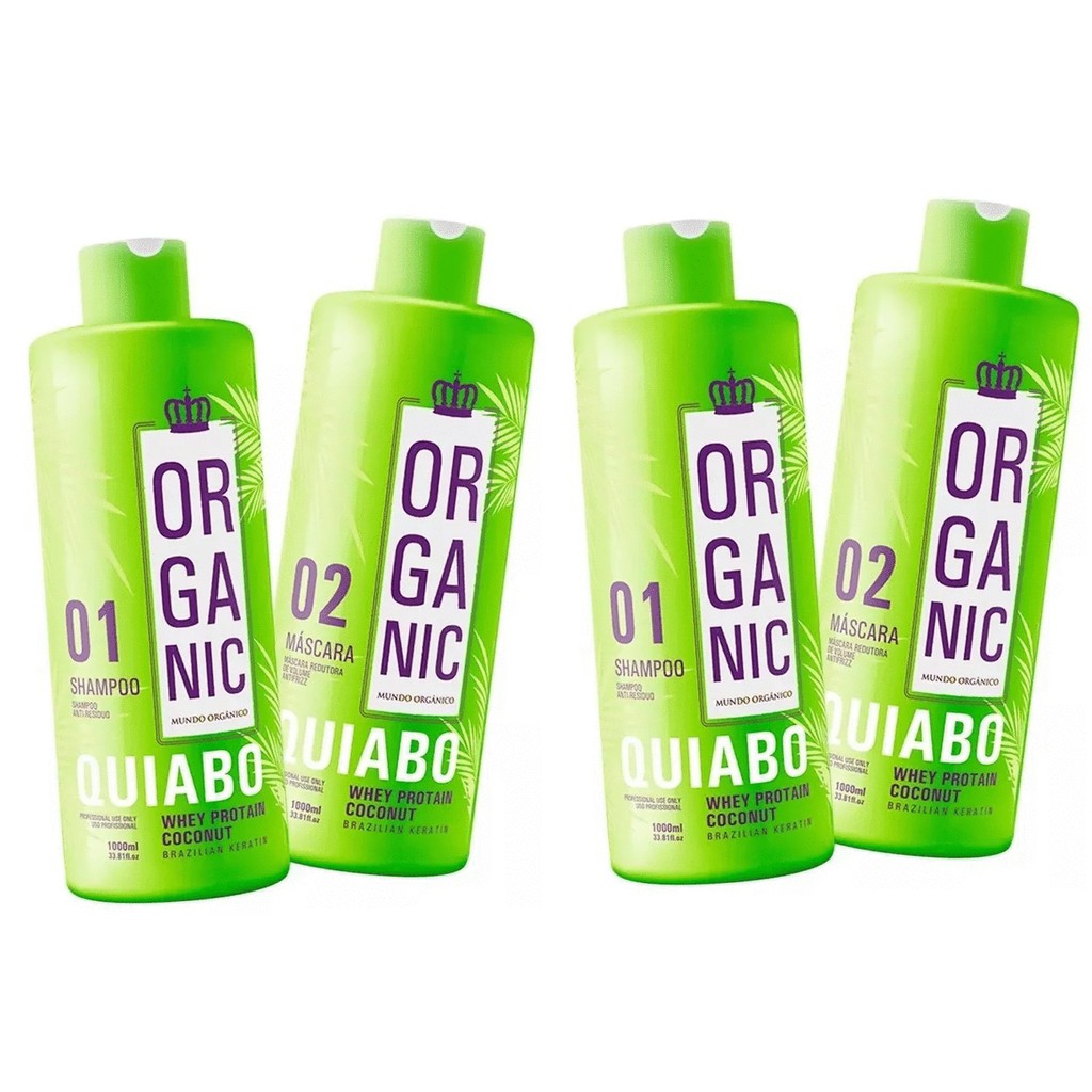 02 kit semi definitiva quiabo organic 4x1000ml cabelos cuidados