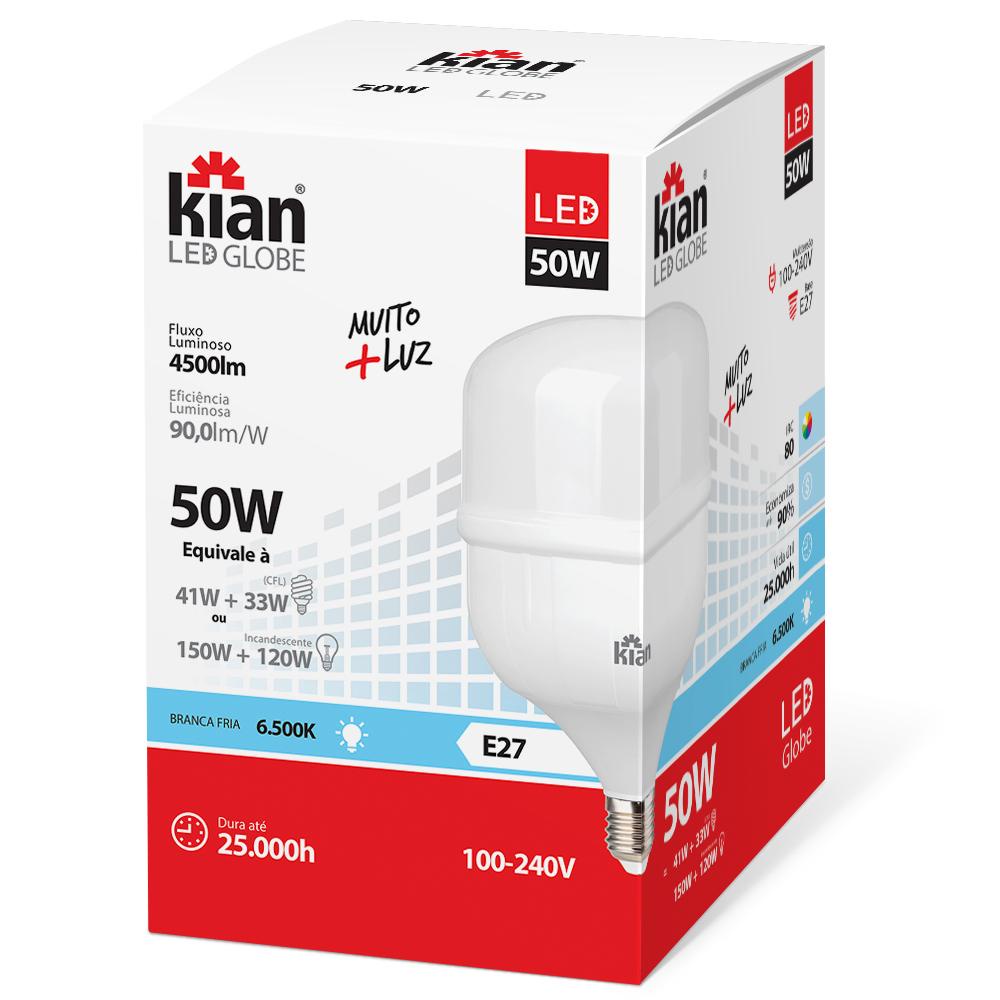 Lâmpada Led 50W Globe Kian Branca Bivolt - Home & Living