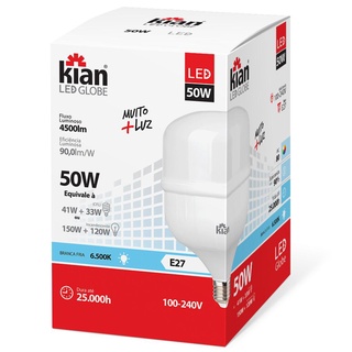 Lâmpada Led 50W Globe Kian Branca Bivolt