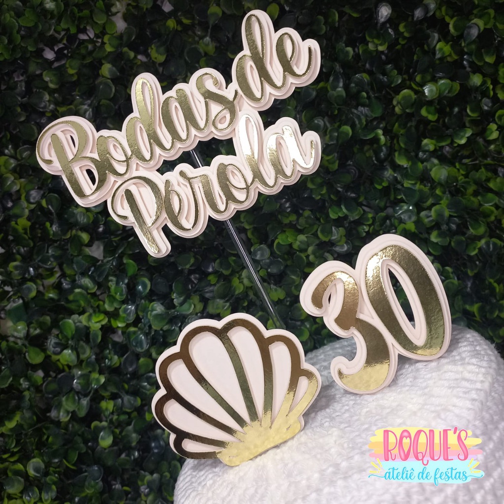 Topo de Bolo Bodas de Pérola - Comprar com Melhor Preço em Padaria