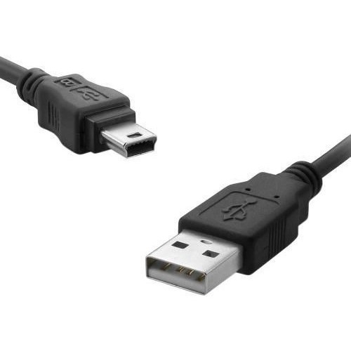 Cabo De Dados USB Mini 5 Pinos para Console PSP Sony. Cabo Emborrachado, Blindado. Hi-Speed USB 2.0/1.1. Cor: Preto. USB A Macho X Mini USB B 5 Pinos Macho.