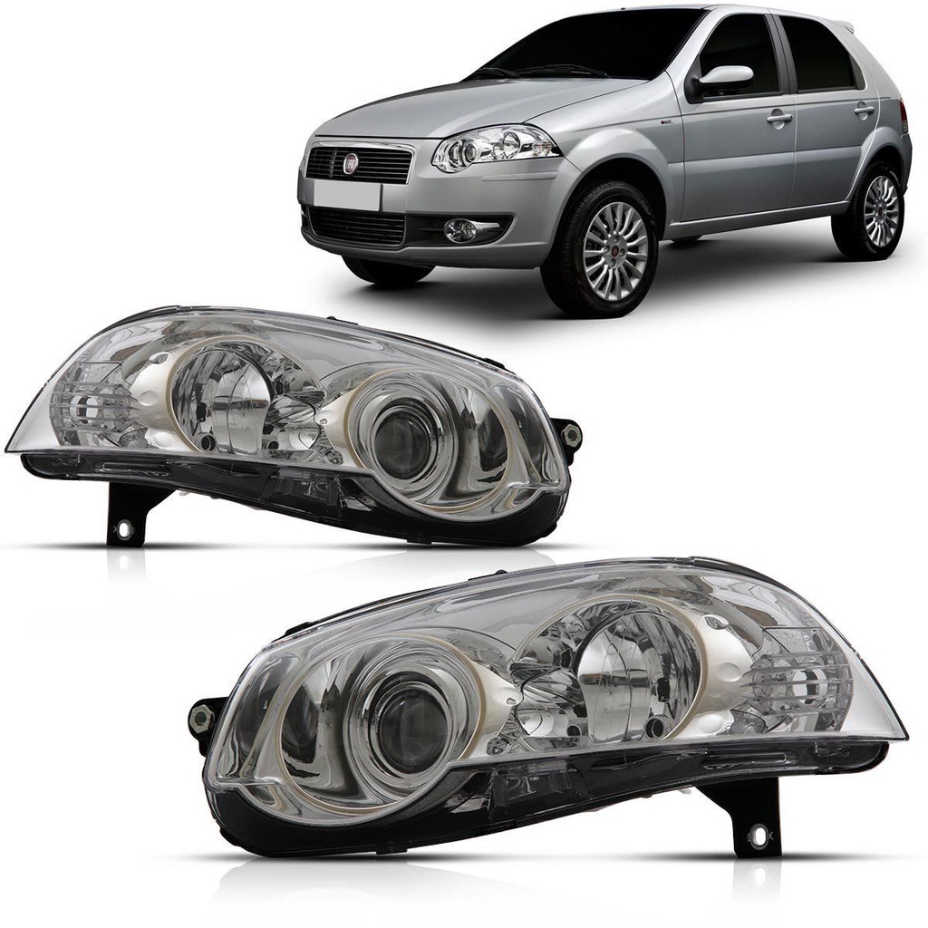 Par Farol Palio Siena Strada Weekend G4 08 09 2010 2011 2012 2013 2014 2015 2016 Foco Duplo Cromado em Oferta na Shopee