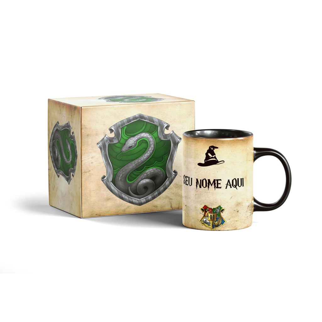 Caneca Harry Potter Magica Termossensível Slytherin Sonserina Com Nome E Caixa
