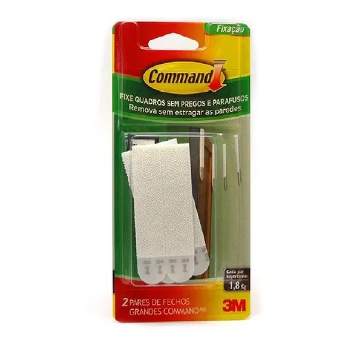 Fecho Command Tamanho Grande C/ 2 Pares Suporta 1,8kg - 3m